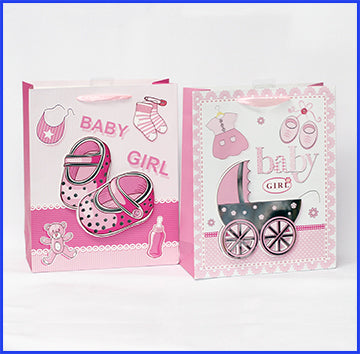 GIFT BAG BABY GIRL; 3D 2ASSTD MD 322S
