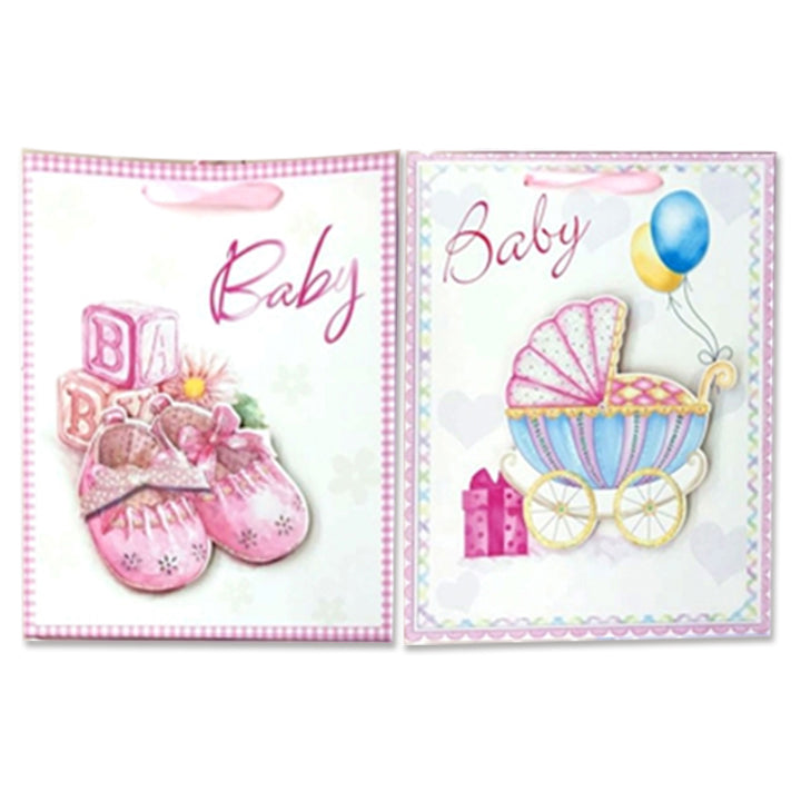 GIFT BAG BABY GIRL; 3D 2ASSTD MD 358S
