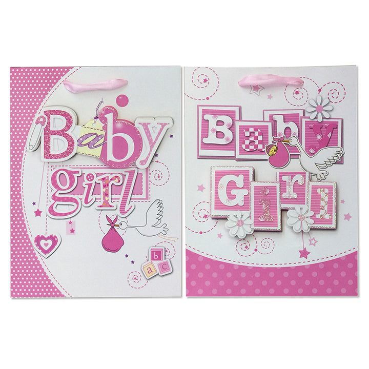 GIFT BAG BABY GIRL; 3D 2ASSTD MD 364S