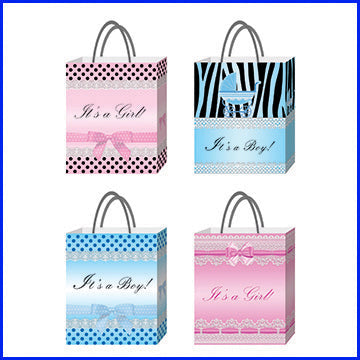 GIFT BAG BABY GLITTER XL 4 ASSTD