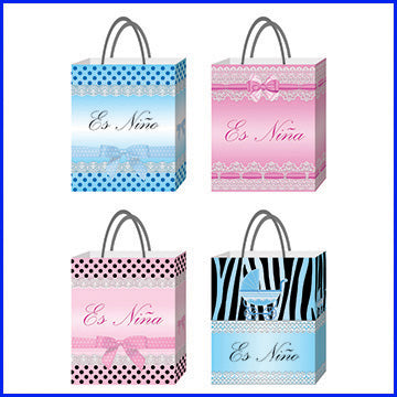 GIFT BAG BABY GLITTER XL SP 4 ASSTD (LACE)