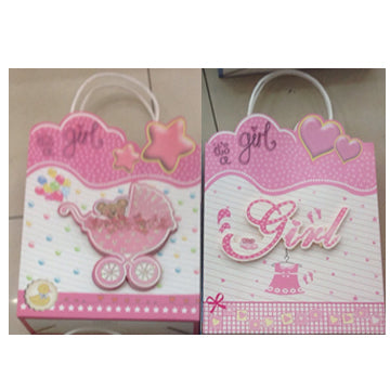 GIFT BAG BABY GIRL; 3D 2ASSTD MD 602S