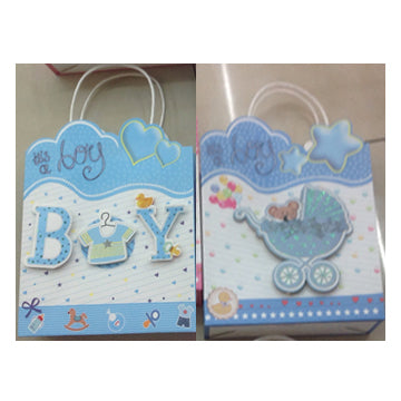 GIFT BAG BABY BOY; 3D 2ASSTD MD 604S