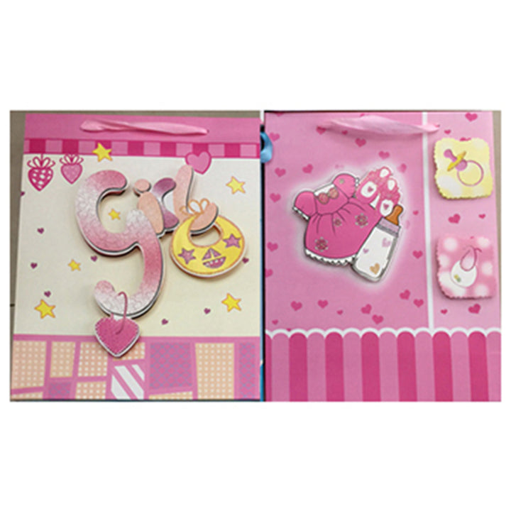 GIFT BAG BABY GIRL; 3D 2ASSTD LG 606S