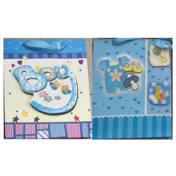 GIFT BAG BABY BOY; 3D 2ASSTD SM 609S