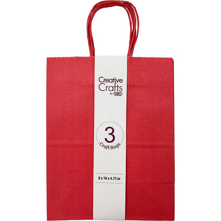 CRAFT BAG RED MEDIUM 3PC 8x4.75x10in (20.32x12.07x25.4cm)