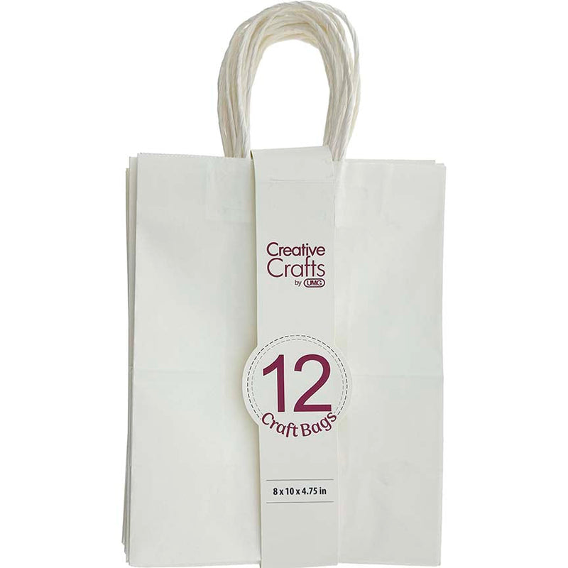 CRAFT BAG MEDIUM 8x4.75x10IN WHITE 12PC