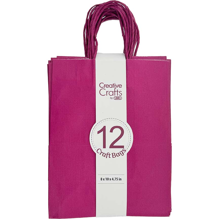 CRAFT BAG MEDIUM 8x4.75x10IN HOT PINK 12PC