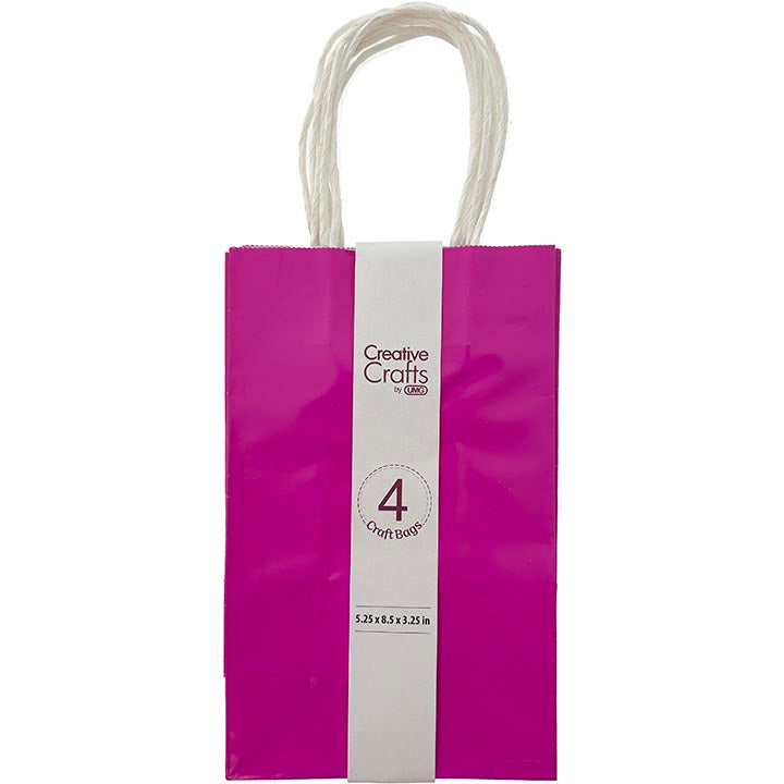 CRAFT BAG SM 5.24x3.27x8.5IN GLOSSY HOT PINK 4PC