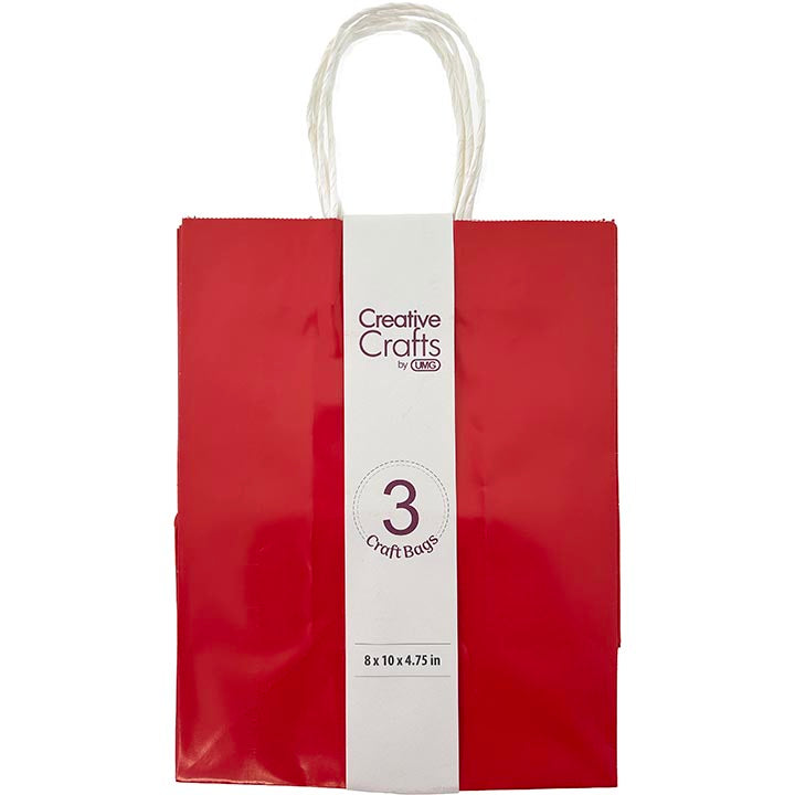 CRAFT BAG MD 8x4.75x10IN GLOSSY RED 3PC