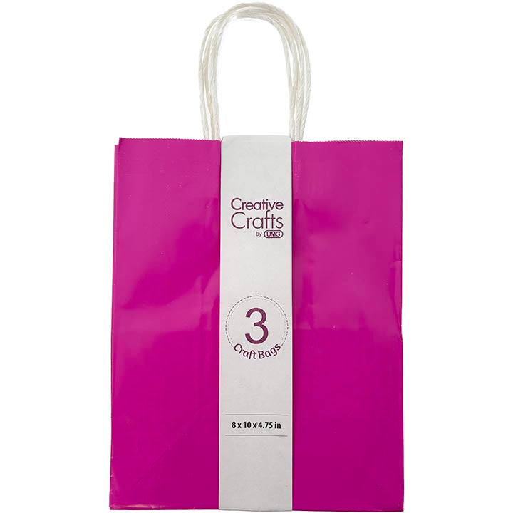 CRAFT BAG MD 8x4.75x10IN GLOSSY HOT PINK 3PC