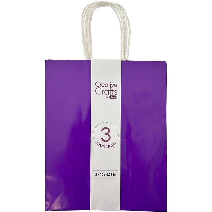 CRAFT BAG MD 8x4.75x10IN GLOSSY PURPLE 3PC
