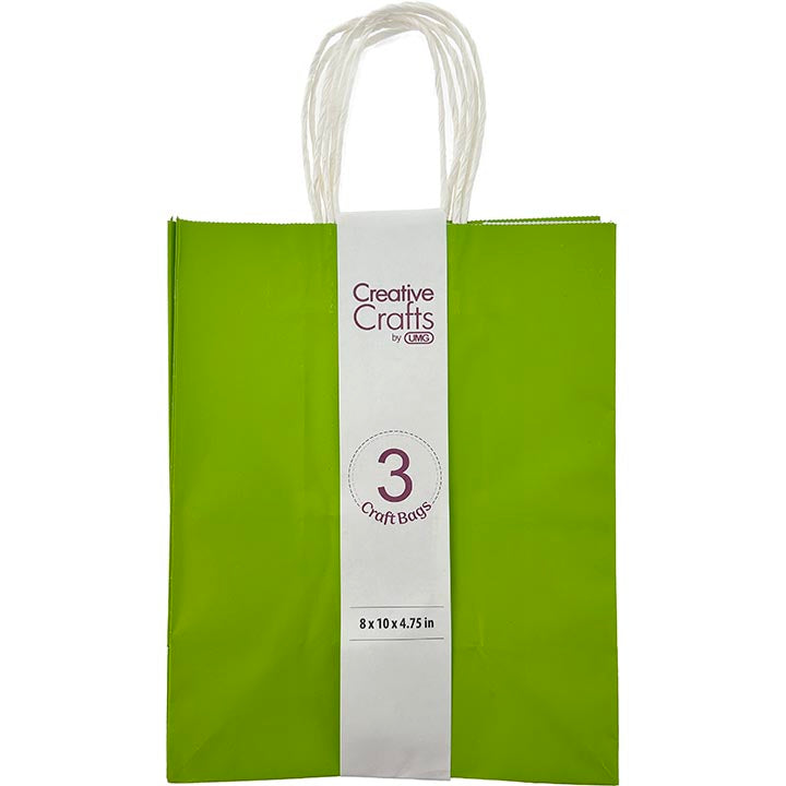 CRAFT BAG MD 8x4.75x10IN GLOSSY LT GREEN 3PC