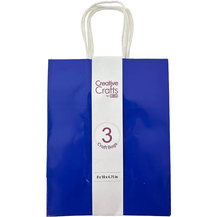 CRAFT BAG MD 8x4.75x10IN GLOSSY DK BLUE 3PC