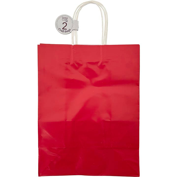 CRAFT BAG LG 10x5.5x13IN GLOSSY RED 2PC