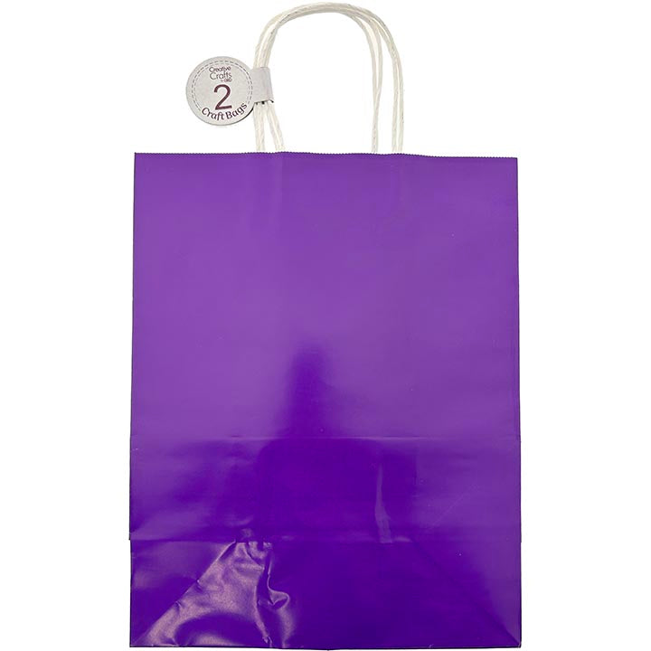 CRAFT BAG LG 10x5.5x13IN GLOSSY PURPLE 2PC