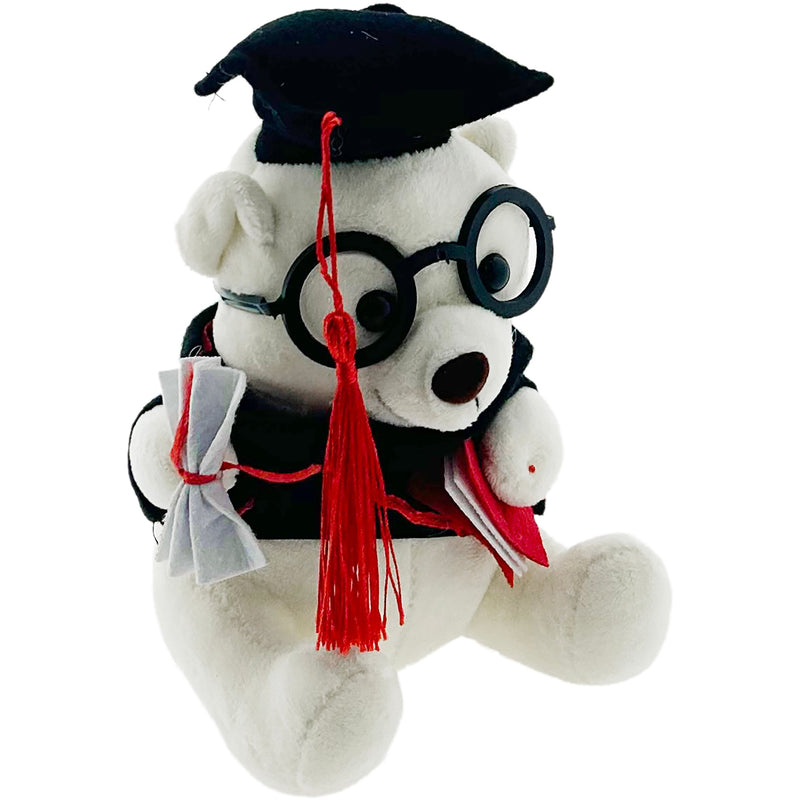 TEDDY BEAR W/ GRADUATION HAT WHITE 20CM