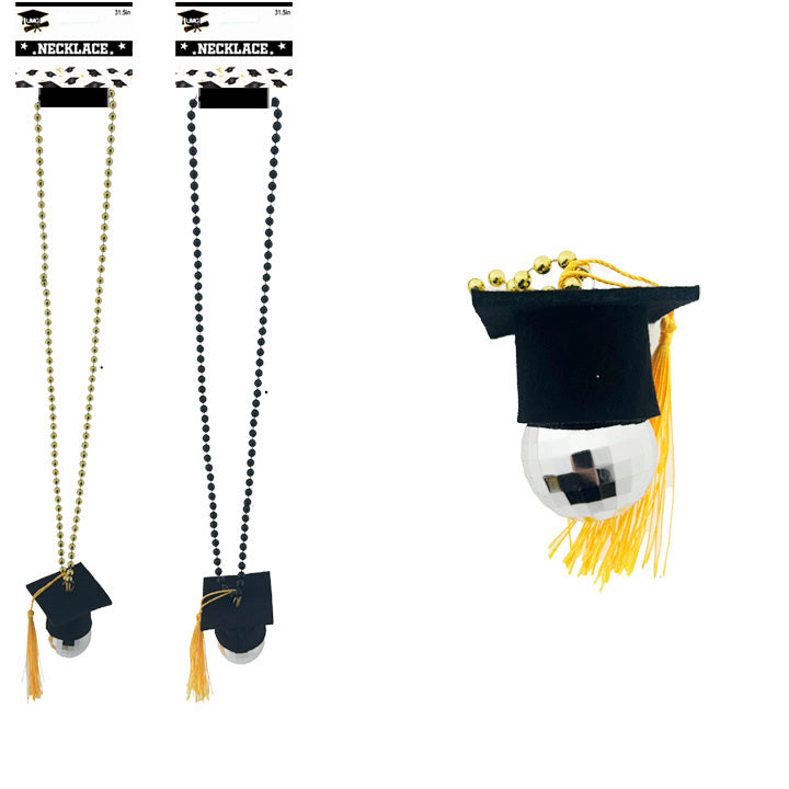 BEADED NECKLACE  W/ BALL & CAP 2ASSORTED 3PC 0.24x31.5in (0.6x80cm)