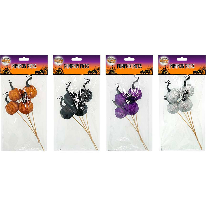 PUMPKIN PICKS HWN 4PC 5.5CM 4ASTD