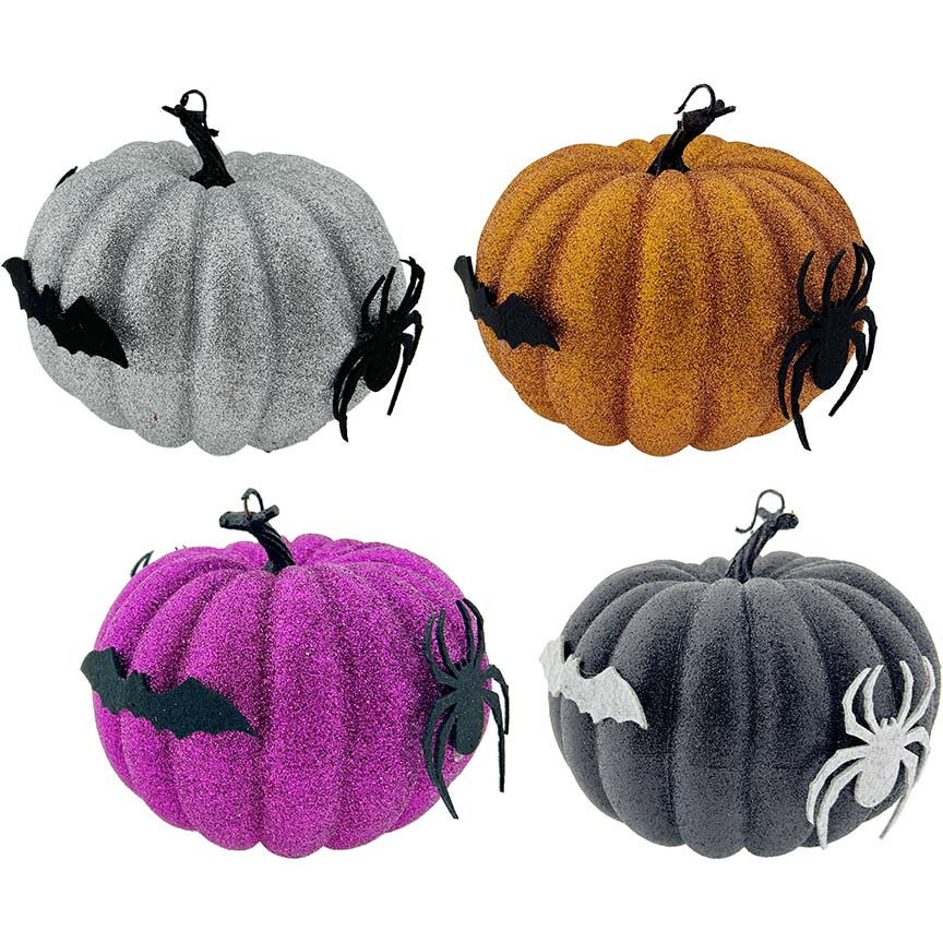 PUMPKIN SPIDER GLTR 18x11CM 4COL ASSTD