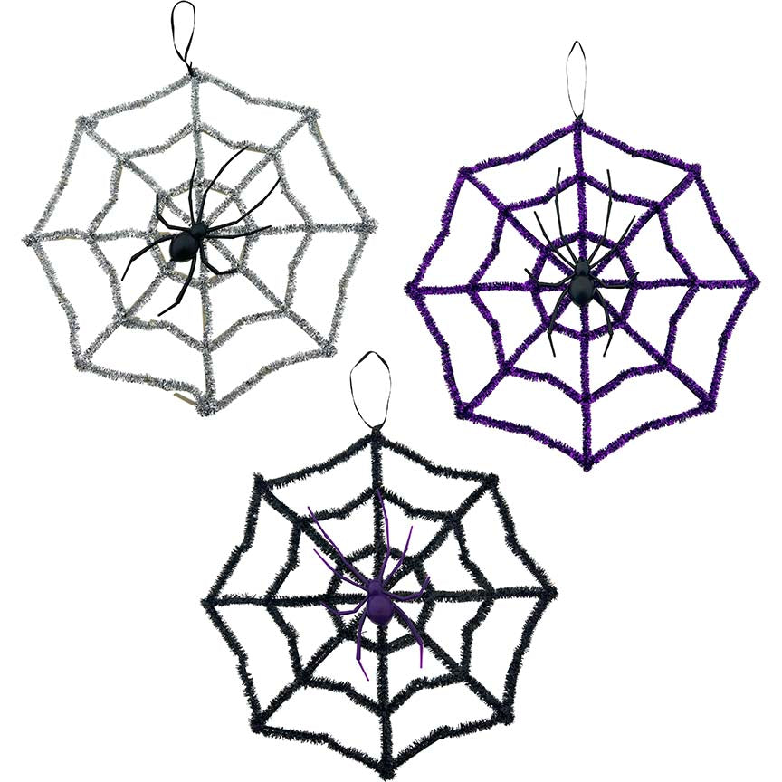 TINSEL SPIDER SPIDER WEB 42CM