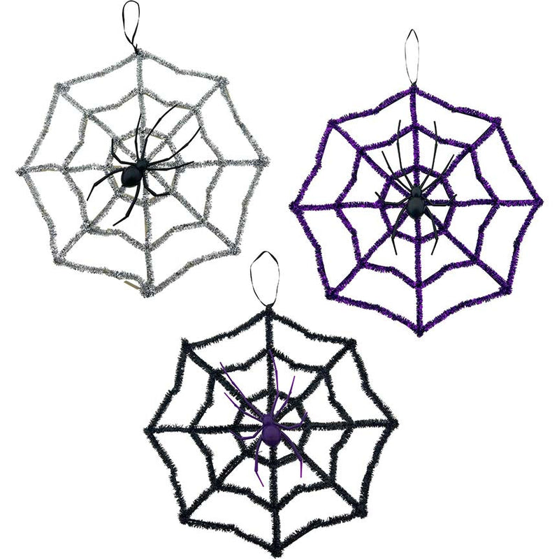 TINSEL SPIDER SPIDER WEB 42CM