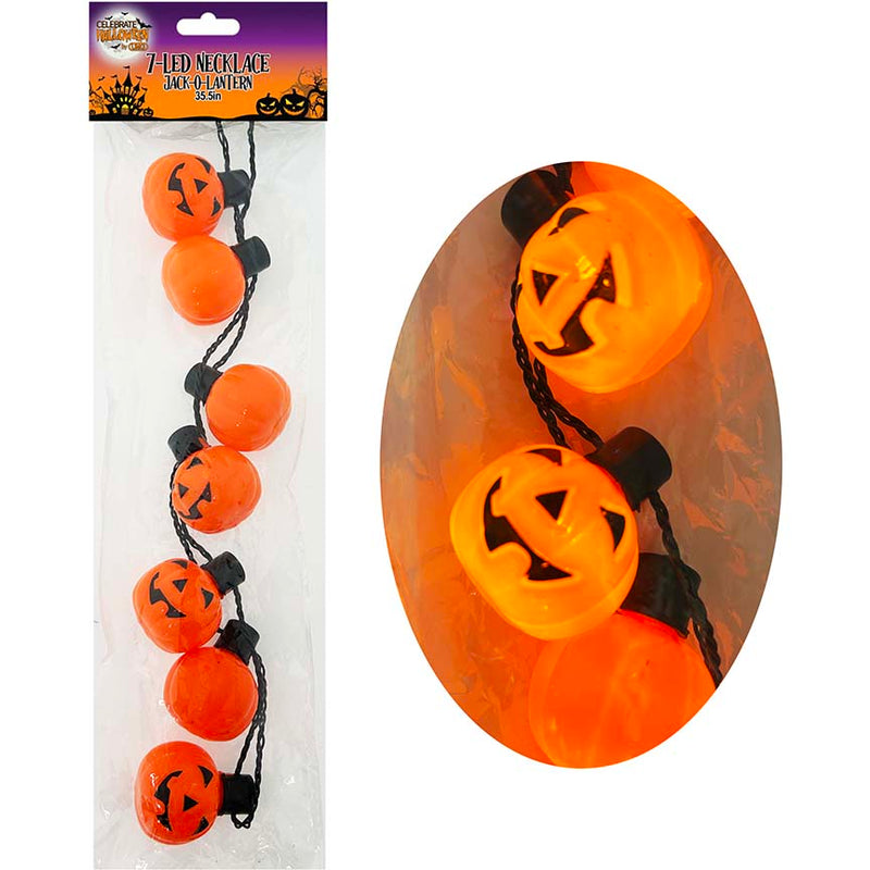 NECKLACE PUMPKIN 35.5IN 7 LED LIGHT UP