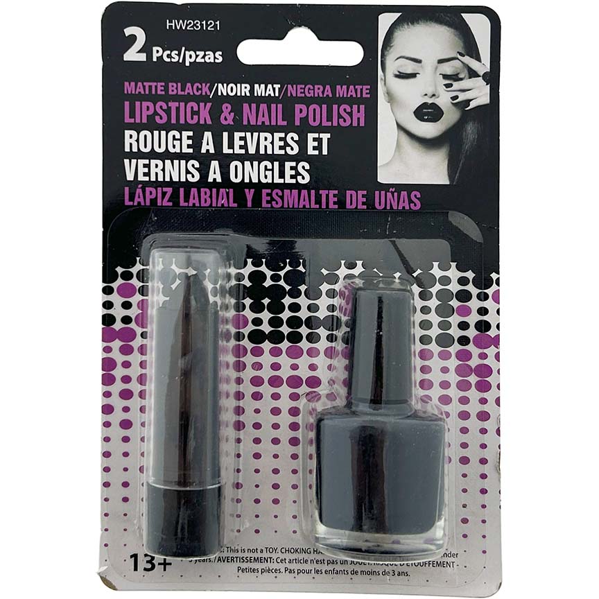 LIPSTICK & NAIL SET BLACK MATTE 2PC