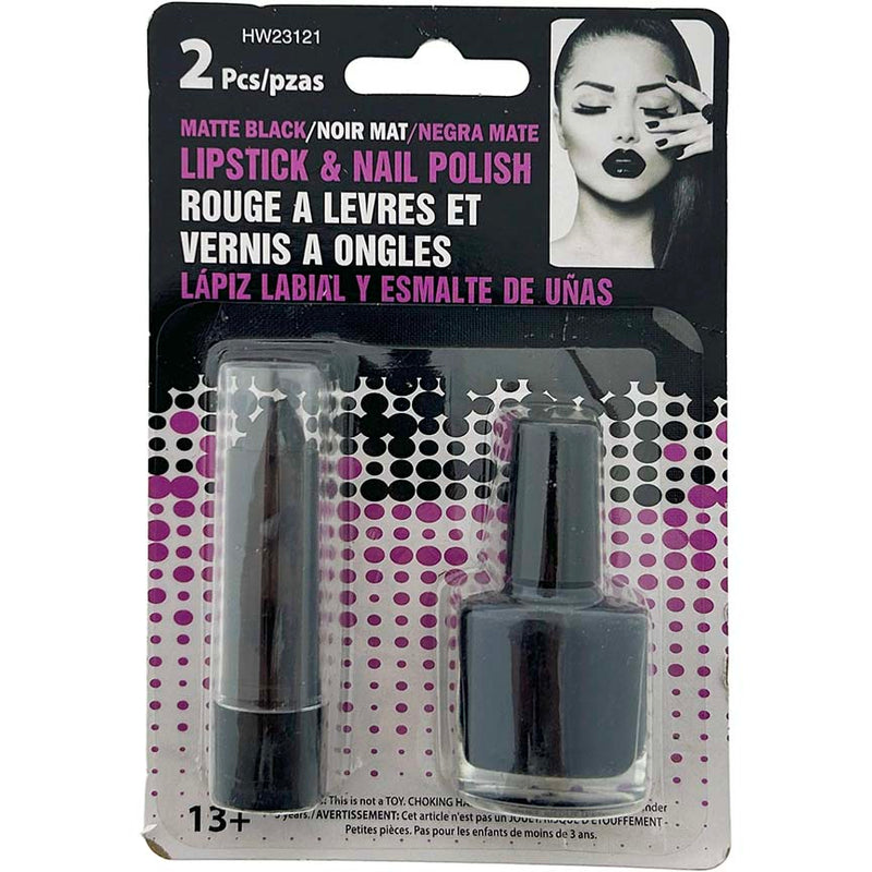 LIPSTICK & NAIL SET BLACK MATTE 2PC