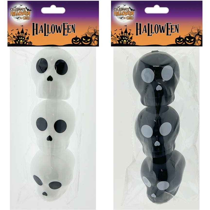 CANDY CONTAINER SKULL 3PC