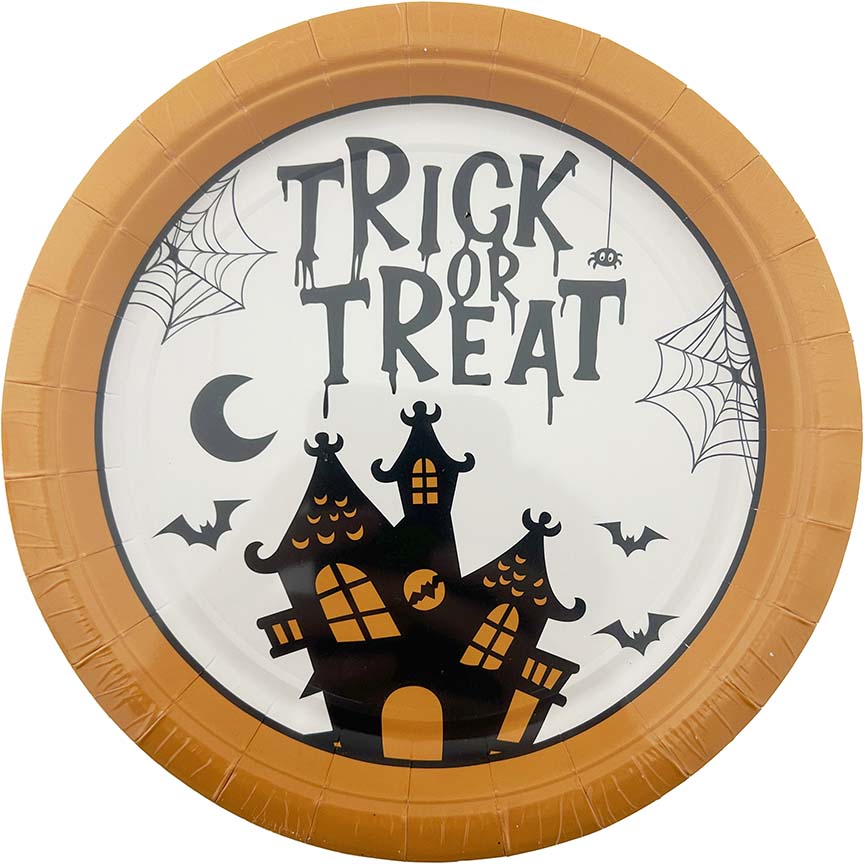 PAPER PLATES HALLOWEEN ROUND 8PC 7IN