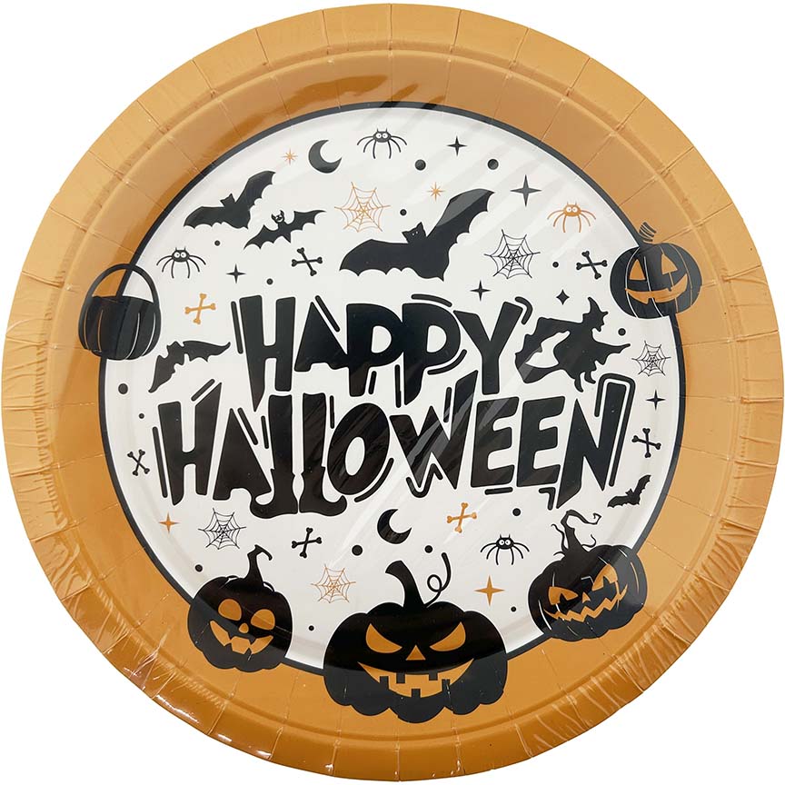 PAPER PLATES HALLOWEEN ROUND 8PC 9IN