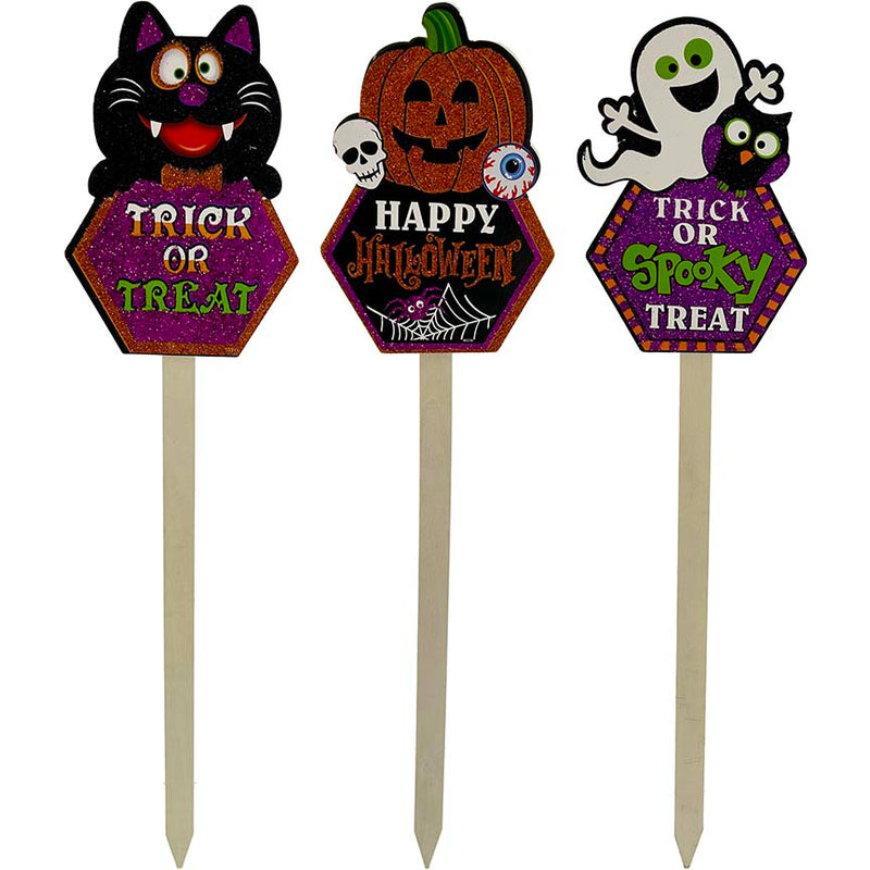 YARD SIGN WOOD HN 1PC 28IN 3ASTD