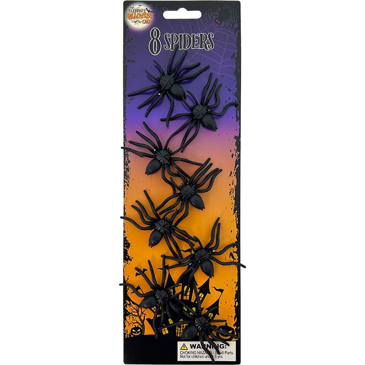 SPIDER PLASTIC 6x4.5CM 8PC BLACK