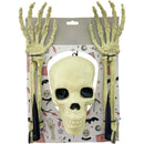 GROUND DECOR SKULL W/HAND 19CM