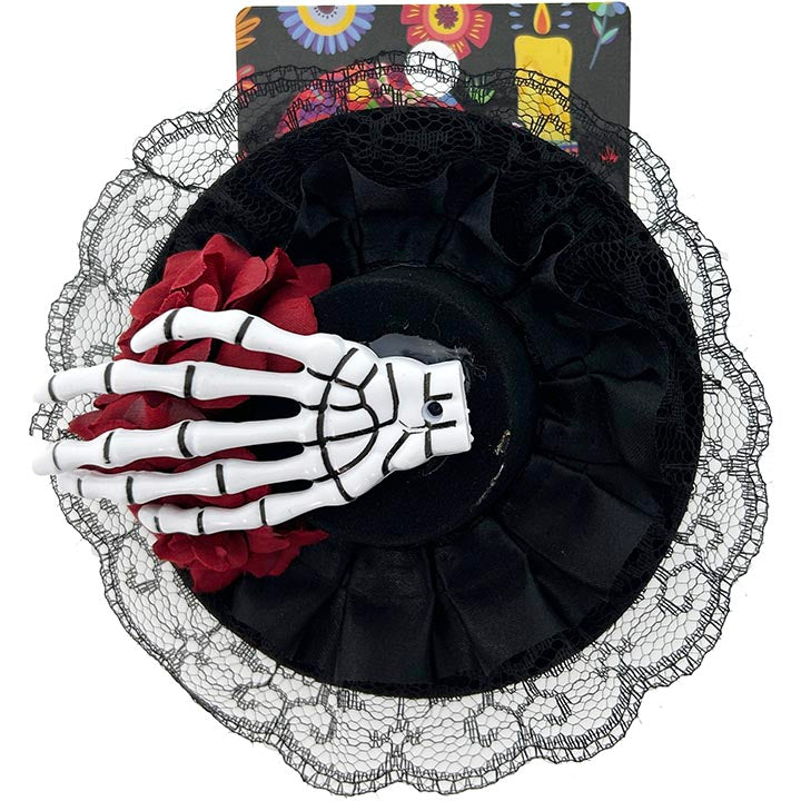 HAIR CLIP HAT W/ SKULL HAND 14CM