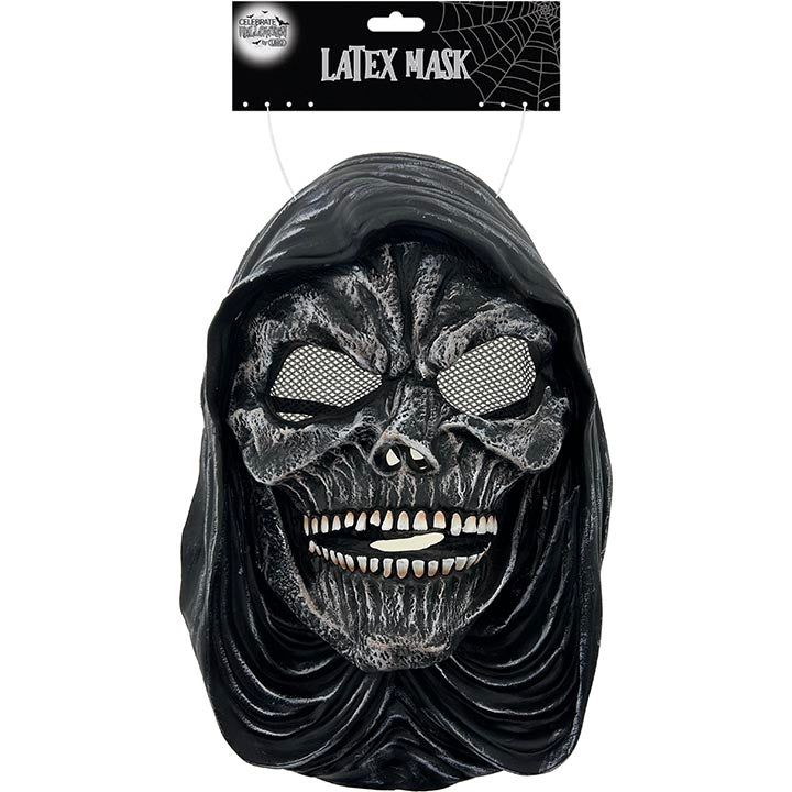 MASK HN SKULL GRAY LATEX W/ HOOD