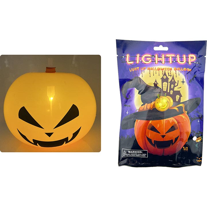 BALLOON 5PK 8IN ORANGE LIGHT UP BLINKING