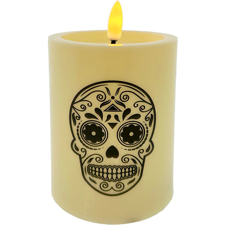 DAY OF THE DEAD CANDLE  LIGHT UP 2.95x3.94in (7.5x10cm)