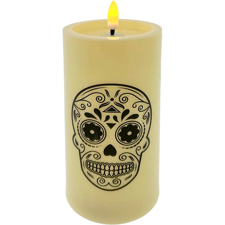 DAY OF THE DEAD CANDLE  LIGHT UP 2.95x5.91in (7.5x15cm)