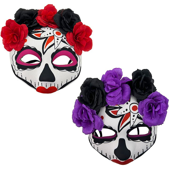 DAY OF THE DEAD  MASK FEMALE 2 ASSORTED 7.09x8.66in (18x22cm)