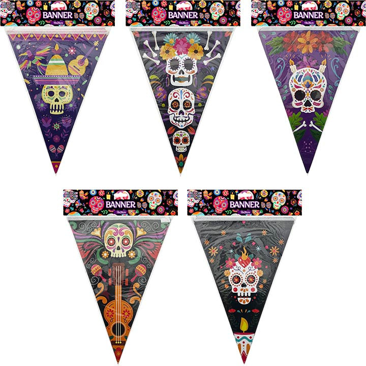 DAY OF THE DEAD BANNER 10PC 5 ASSORTED 7.48x11.02in (19x28cm)