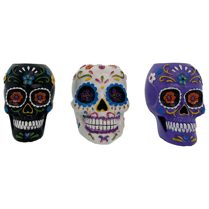 CANDLE HOLDER SKULL ASSTD 4.53in (11.5cm)