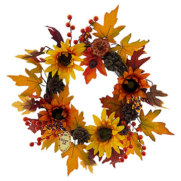 WREATH SUNFLOWER 4FL FALL 50CM