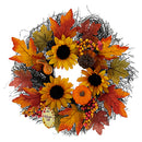 WREATH SUNFLOWER 3FL W/ BERRY 50CM