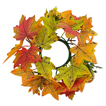 HARVEST MAPLE LEAVES CANDLE RING 9CM