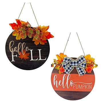 HELLO FALL WOODEN PLAQUE 30CM