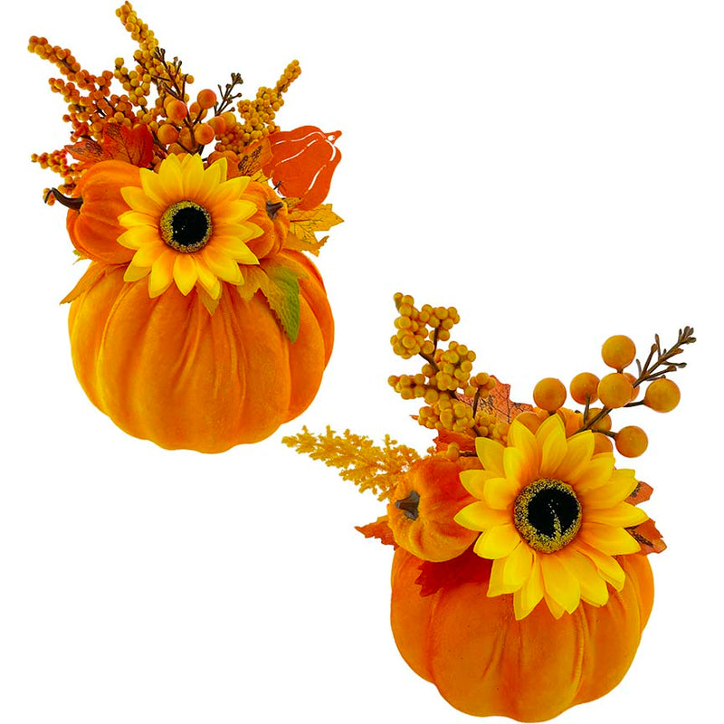 PUMPKIN VELVET DECOR 30CM 2ASSTD