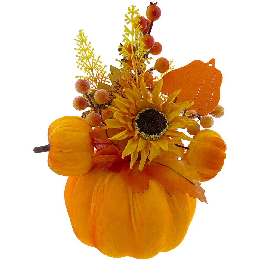 PUMPKIN VELVET DECOR 21CM