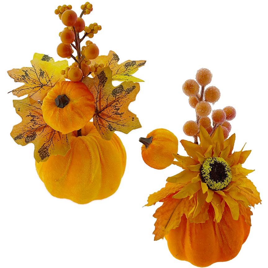 PUMPKIN VELVET DECOR 20CM